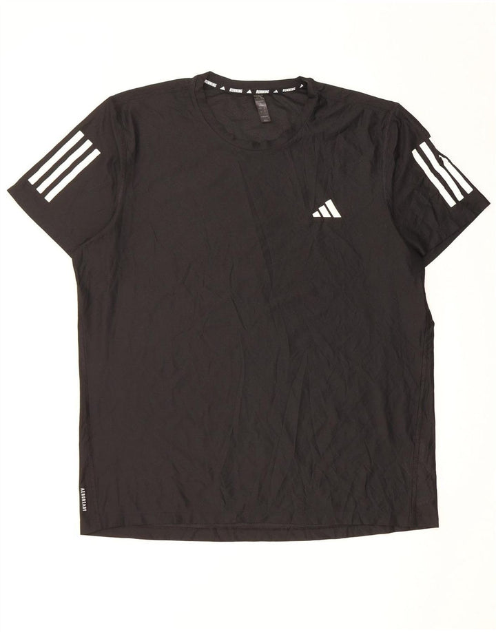 Мужская футболка для бега Adidas, большой черный полиэстер