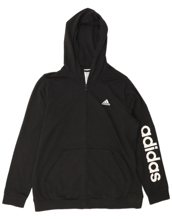 Мужской свитер с капюшоном Adidas на молнии с графическим рисунком, большой черный, хлопковый