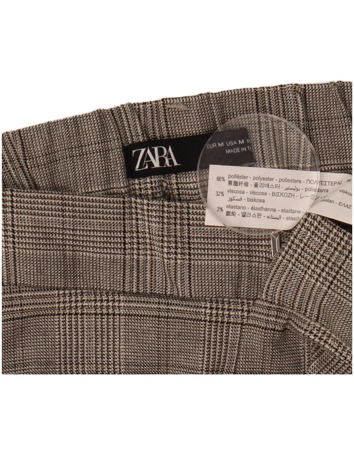 Женские прямые брюки чинос Zara Medium W28 L26 Серые с узором "гусиные лапки"