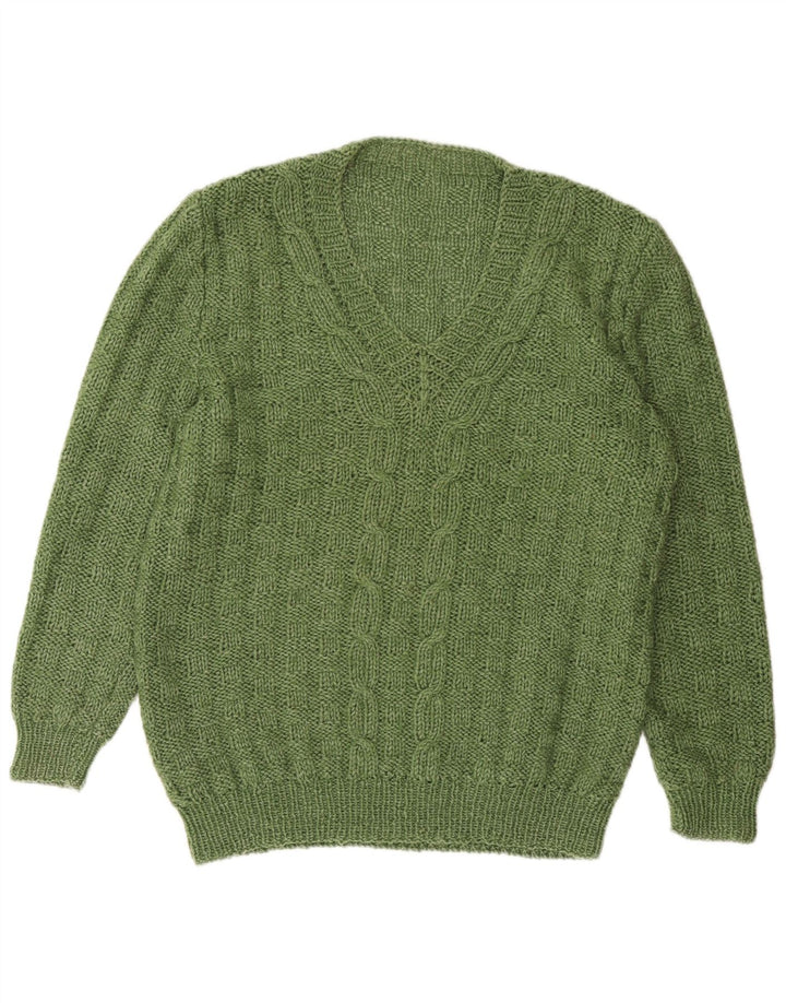 Винтажный мужской джемпер с v-образным вырезом 2XL, зеленый