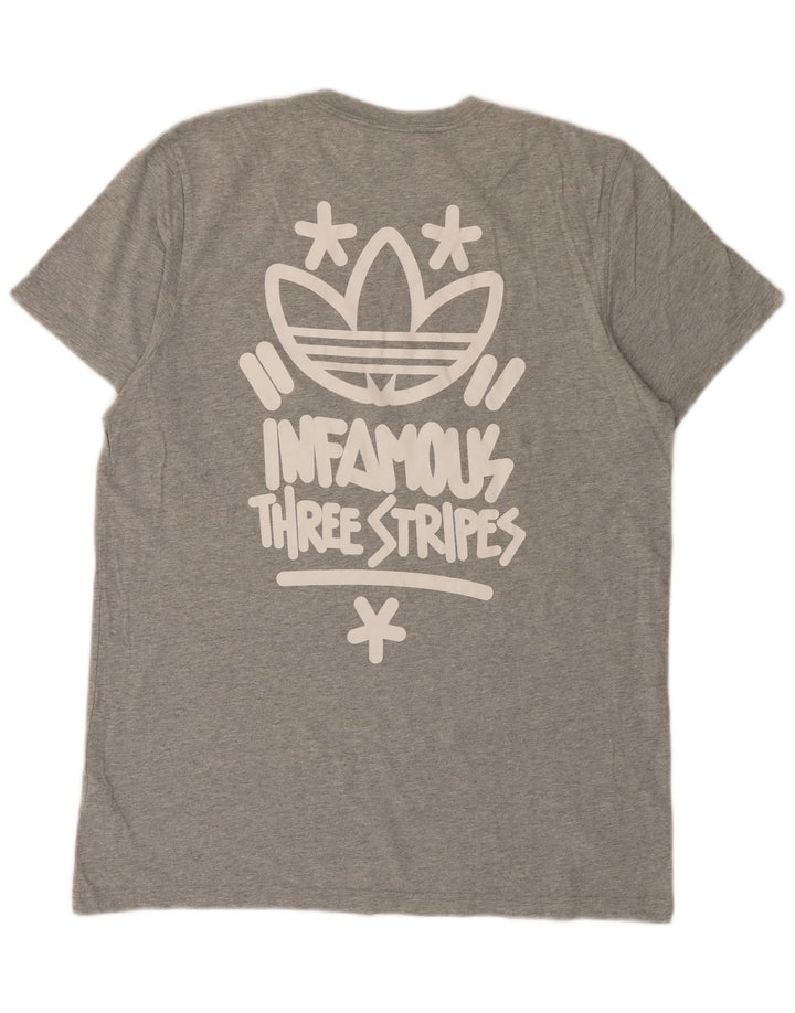 Мужская футболка Adidas с тремя полосками и графическим рисунком, большой серый хлопок с крапинками