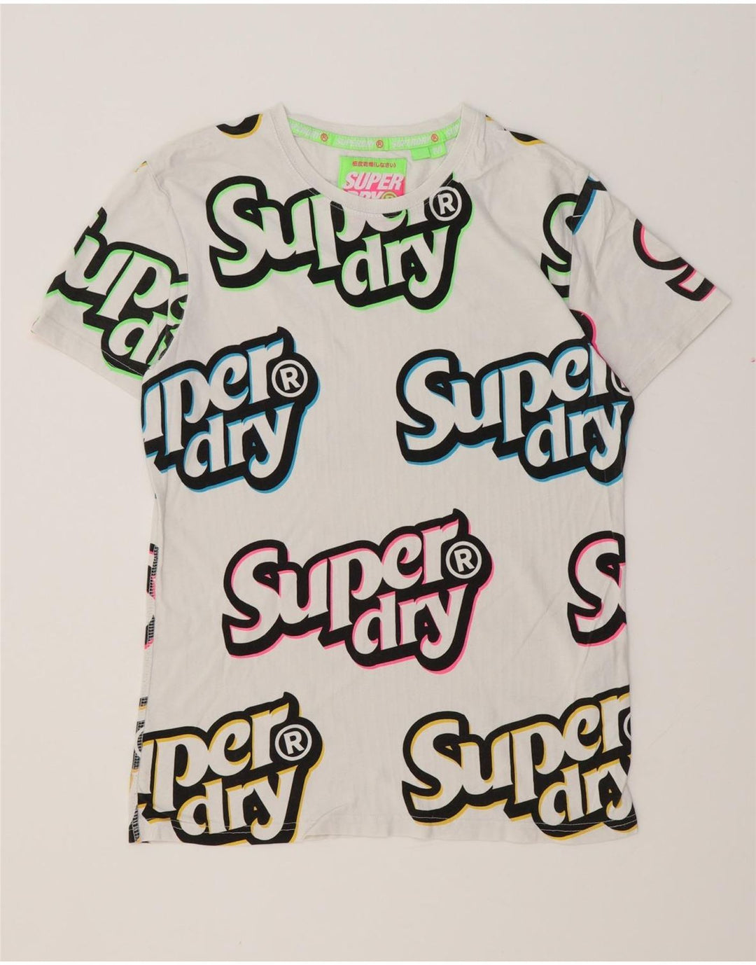 SUPERDRY Mens Graphic T-Shirt Top Medium White Cotton