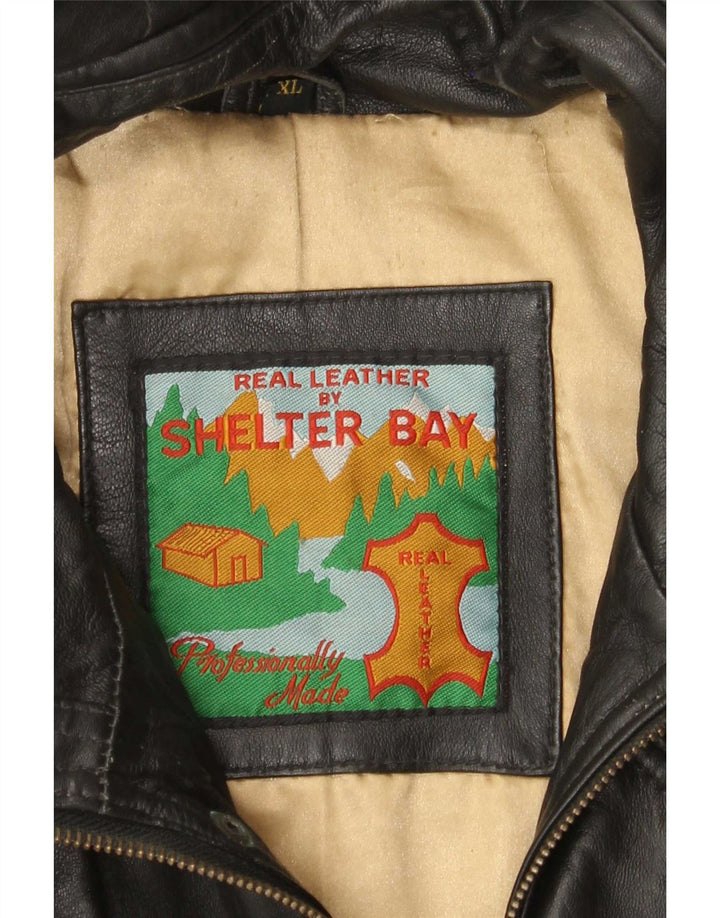 Мужское кожаное пальто Shelter Bay UK 42 XL, черное