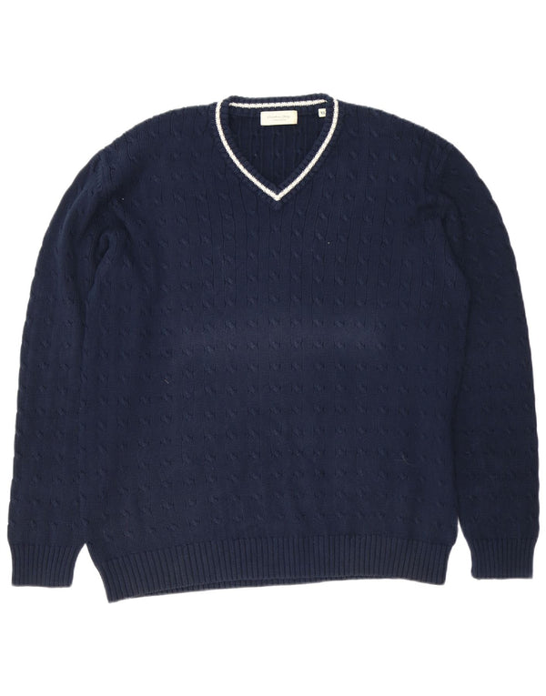 Christian Berg Мужской свитер Стокгольм с v-образным вырезом XL Темно-синий хлопок