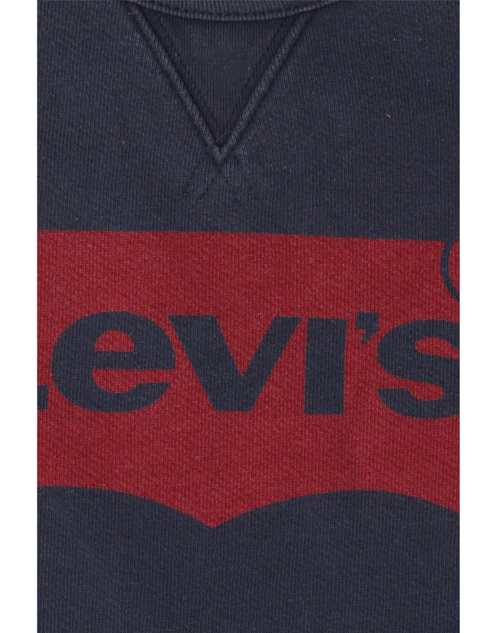 Мужской свитшот с рисунком LEVI'S, джемпер XL, темно-синий, хлопок
