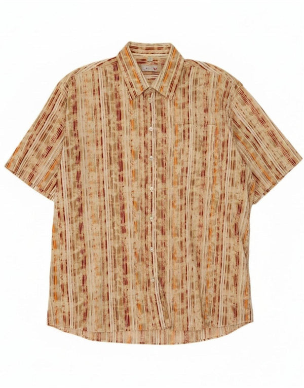 PAUL SMITH Mens Short Sleeve Shirt 2XL Beige Striped