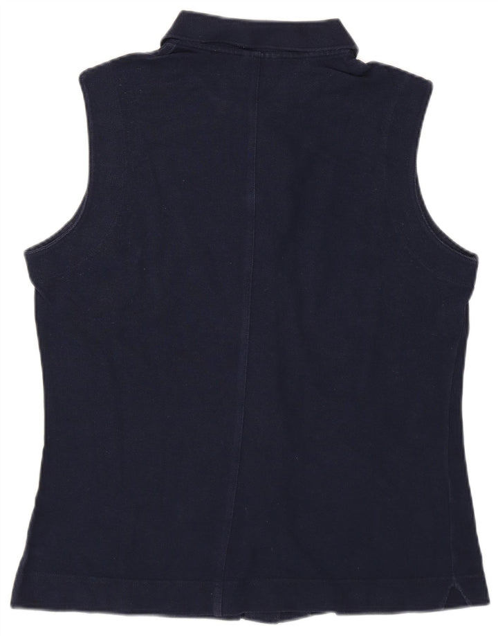 Lacoste Женская рубашка без рукавов, размер 44, большая темно-синяя хлопковая блузка