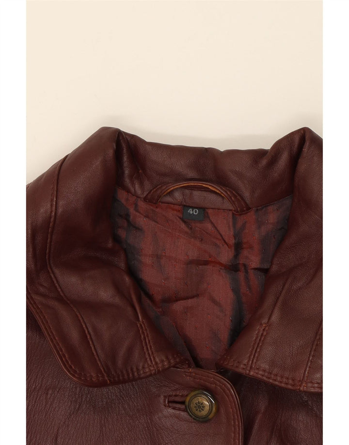 VINTAGE Womens Leather Coat EU 40 Medium Burgundy Lambskin Vintage Vintage and Second-Hand Vintage from Messina Hembry 