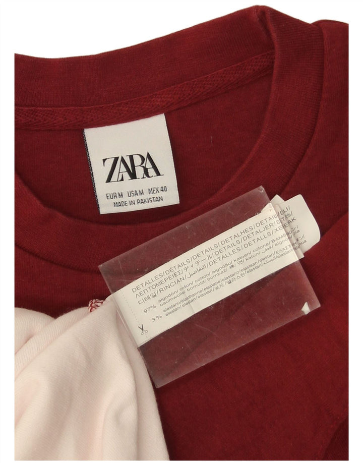 Мужской свитшот Zara, джемпер среднего цвета, бордовый, хлопок с цветными блоками
