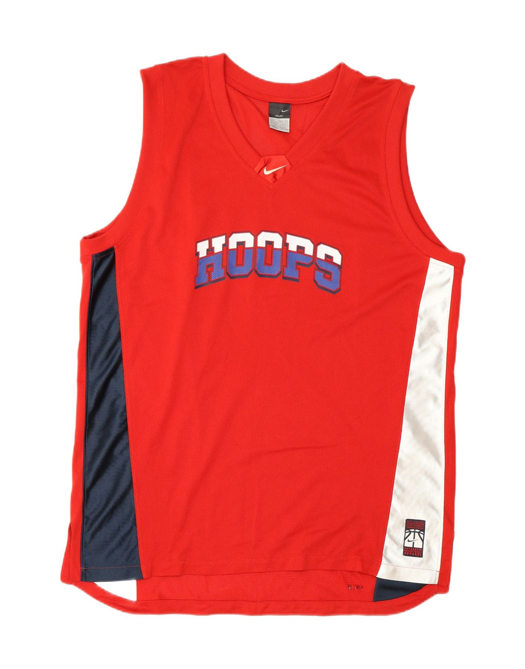 NIKE Mens Dri Fit Graphic Vest Top UK 42/44 Large Red Colourblock Vintage Nike and Second-Hand Nike from Messina Hembry 