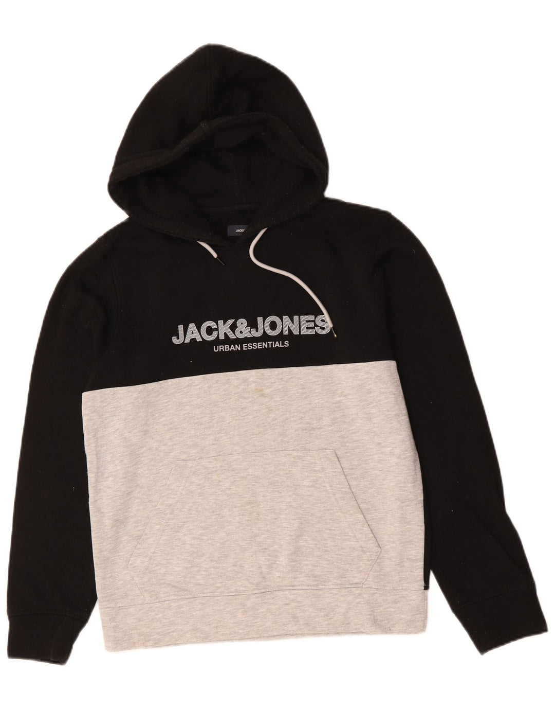 Мужской джемпер с капюшоном JACK & JONES, маленький черный, хлопковый с цветными блоками
