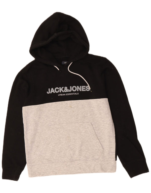 Мужской джемпер с капюшоном JACK & JONES, маленький черный, хлопковый с цветными блоками