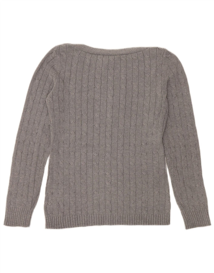 Женский джемпер с вырезом «лодочка» RALPH LAUREN, Великобритания 14, средний серый хлопок