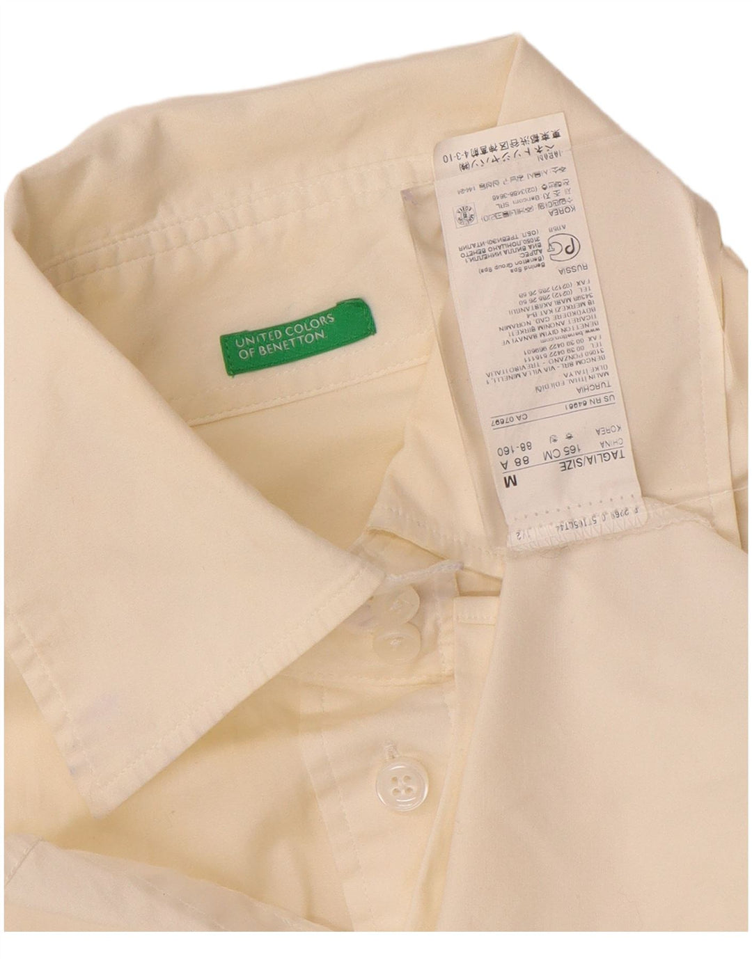 Женская деловая рубашка Benetton UK 12, средний белый хлопок, белый цвет