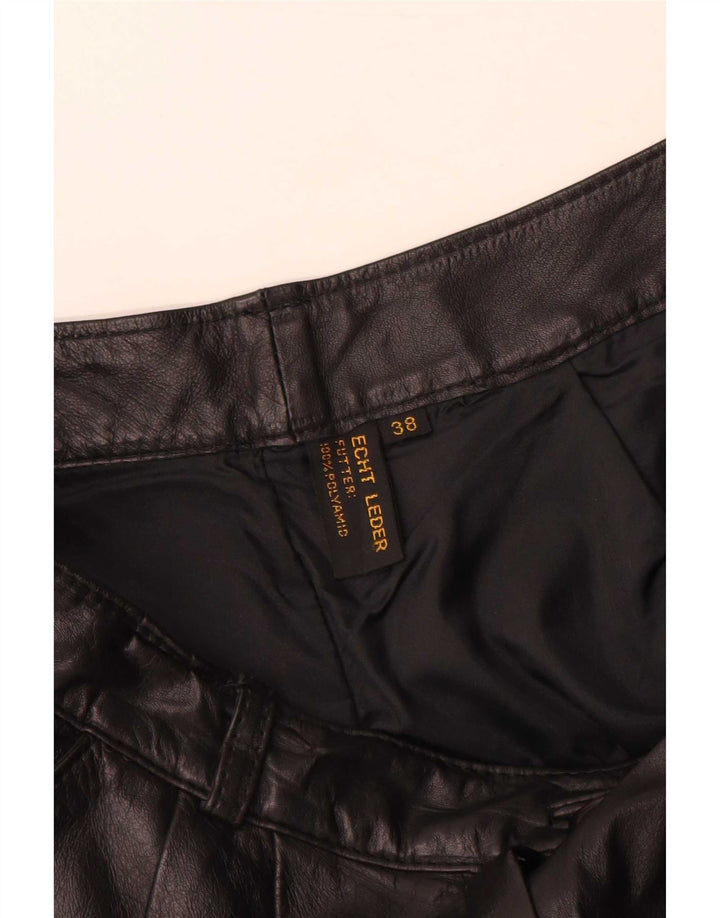 Винтажные женские кожаные брюки с пряжками EU 38 Medium W28 L30 Черные кожаные
