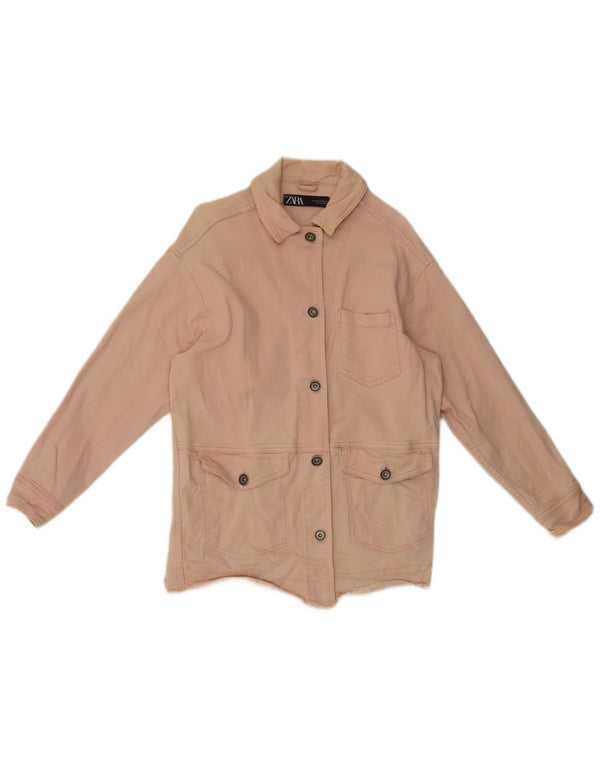 Женская джинсовая куртка оверсайз Zara UK 6 XS, розовый хлопок