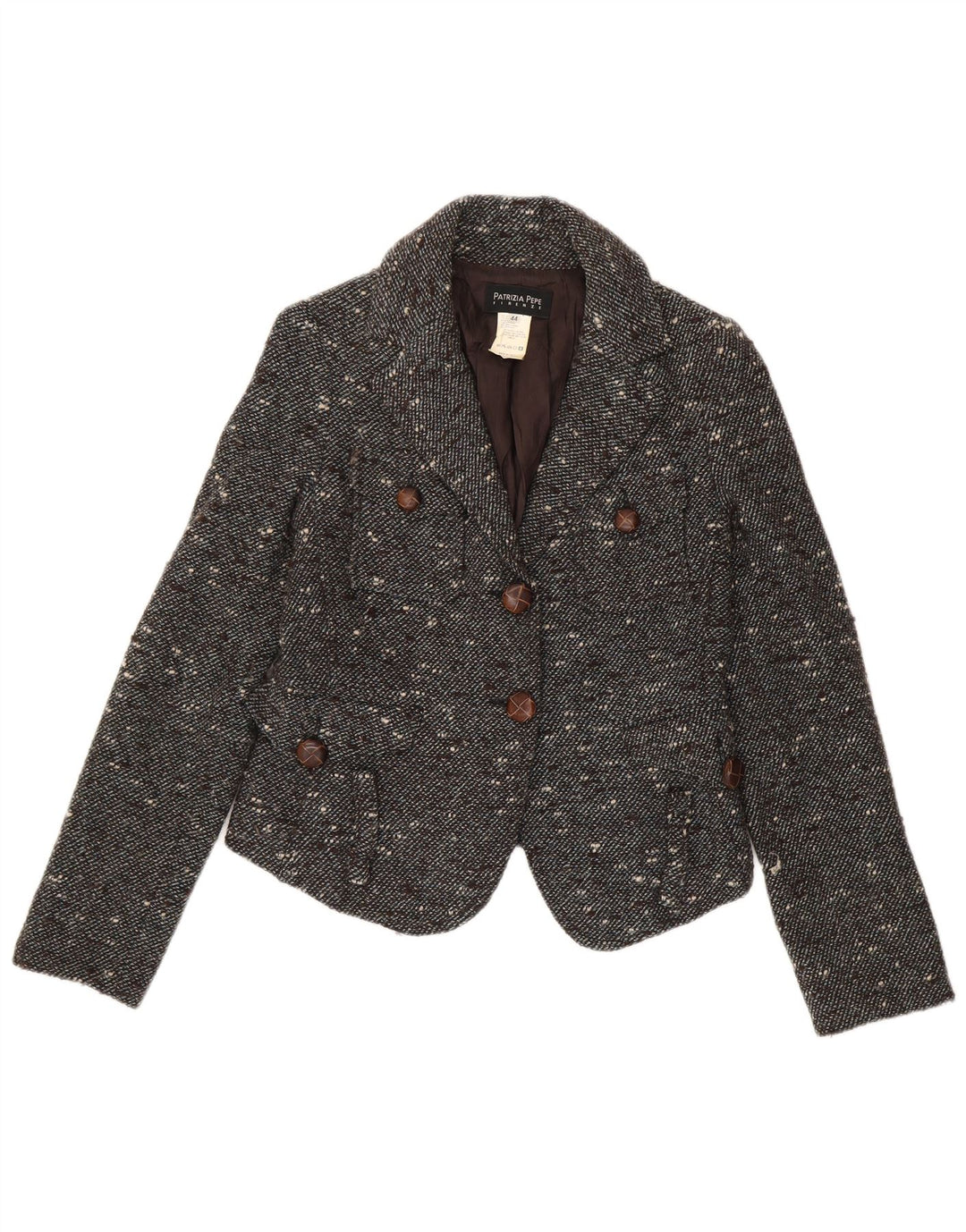 Женский укороченный пиджак на двух пуговицах Patrizia Pepe IT 44, средний серый в крапинку