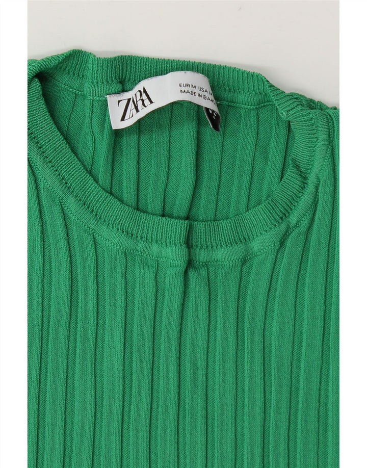 Женская укороченная футболка Zara UK 12, средний зеленый