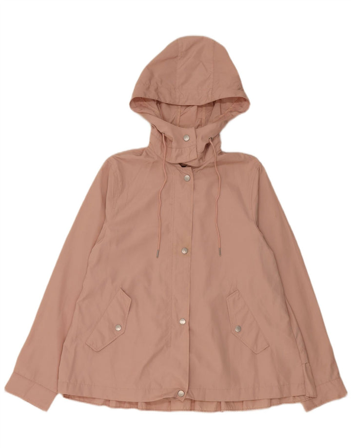Женская дождевик с капюшоном Zara UK 14, полиэстер среднего розового цвета