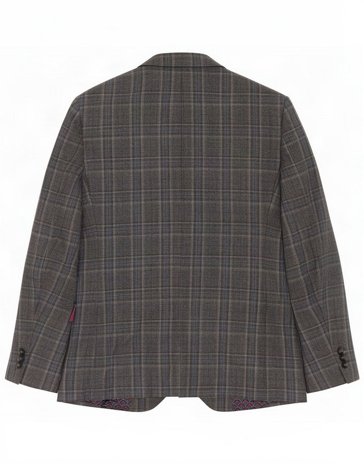 Мужской пиджак на 2 пуговицах Ted Baker UK 38, шерсть среднего серого цвета в клетку