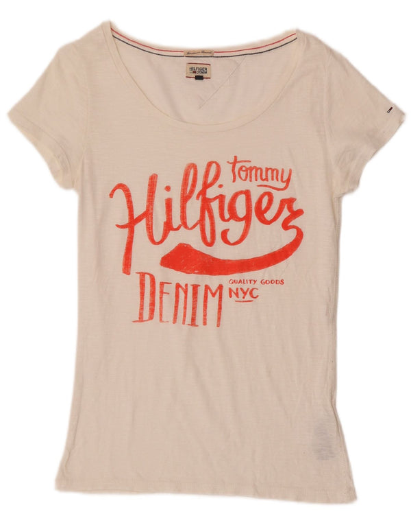 Женская футболка с рисунком Tommy Hilfiger Top UK 8, маленький белый хлопок