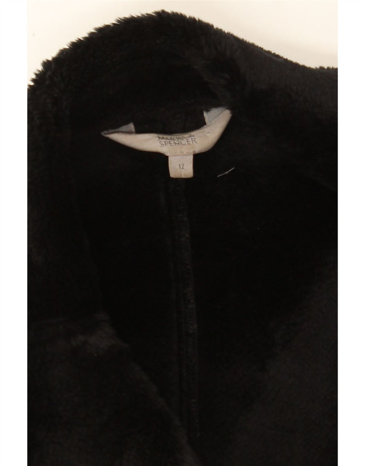 MARKS & SPENCER Womens Sherpa Overcoat UK 12 Medium Black Vintage Marks & Spencer and Second-Hand Marks & Spencer from Messina Hembry 