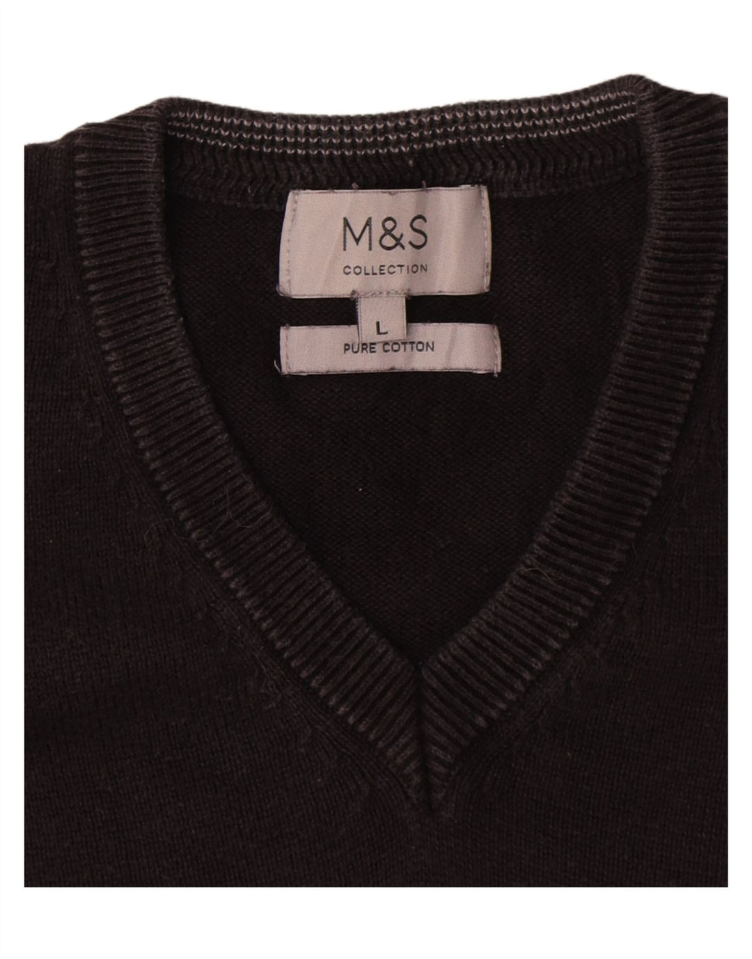 Мужской джемпер с v-образным вырезом Marks & Spencer, большой черный хлопковый свитер
