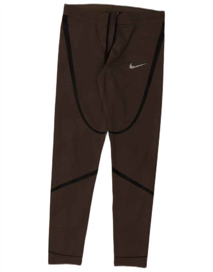 Женские леггинсы Nike Dri Fit UK 12, средний полиэстер в коричневую полоску