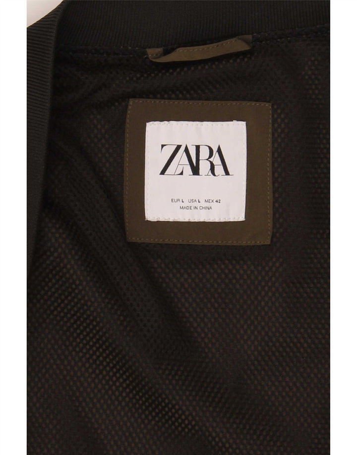 Мужская куртка-бомбер Zara UK 40, цвет хаки, большой