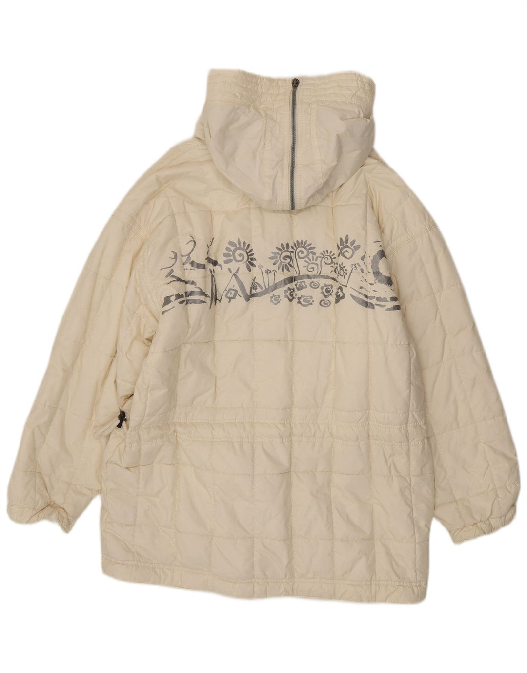 Винтажное женское длинное стеганое пальто UK 10, маленький белый полиэстер с узором пейсли