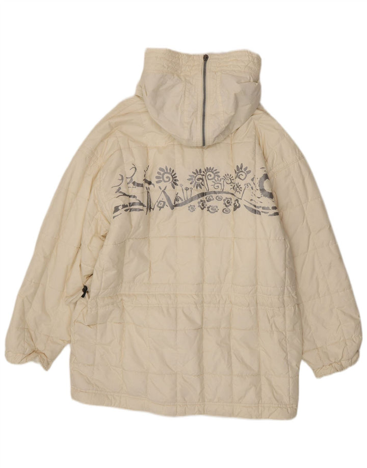 Винтажное женское длинное стеганое пальто UK 10, маленький белый полиэстер с узором пейсли