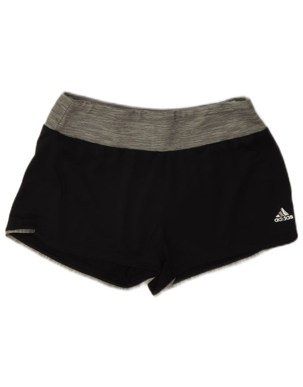 Женские спортивные шорты Adidas Climalite UK 10, маленькие черные с цветными блоками