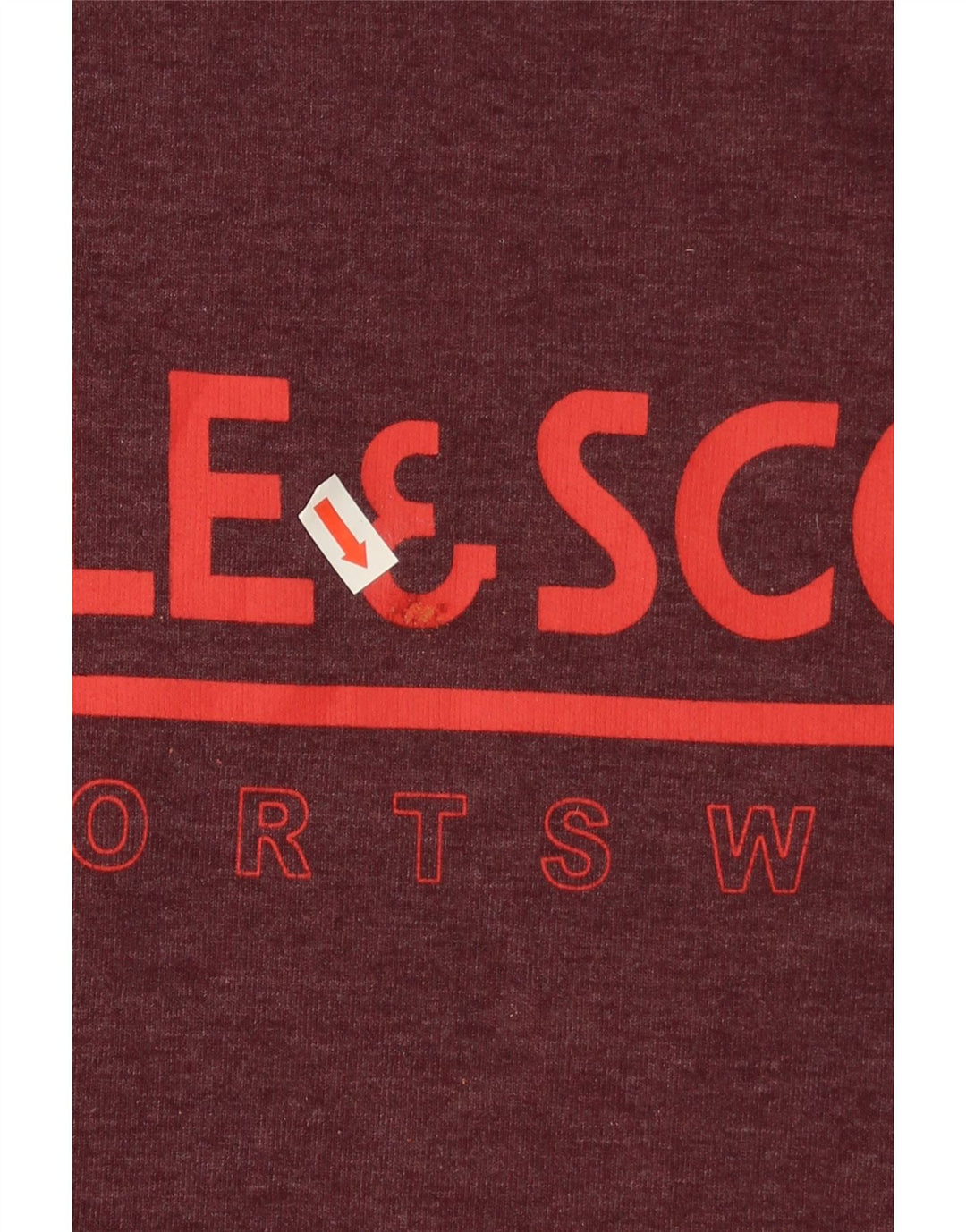 LYLE & SCOTT Mens Graphic Sweatshirt Jumper Small Burgundy Cotton Vintage Lyle & Scott and Second-Hand Lyle & Scott from Messina Hembry 