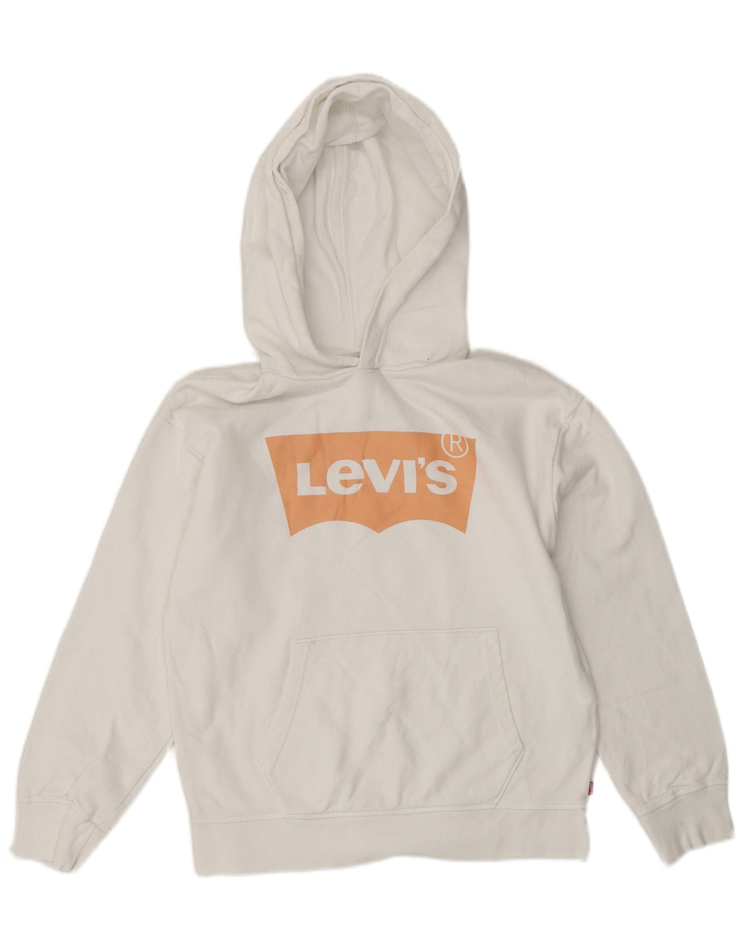 Женский джемпер с капюшоном оверсайз с рисунком LEVI'S UK 6 XS, белый хлопок