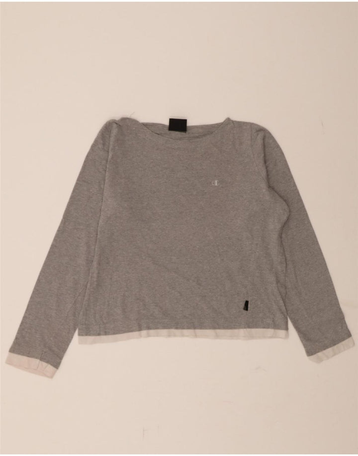 CHAMPION Womens Top Long Sleeve UK 14 Medium Grey Cotton Vintage Champion and Second-Hand Champion from Messina Hembry 