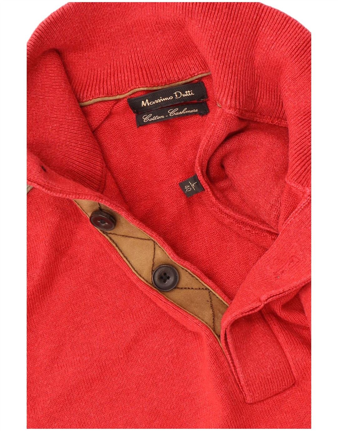 Massimo Dutti Мужской джемпер с воротником на пуговицах, большой красный хлопковый свитер с цветными блоками