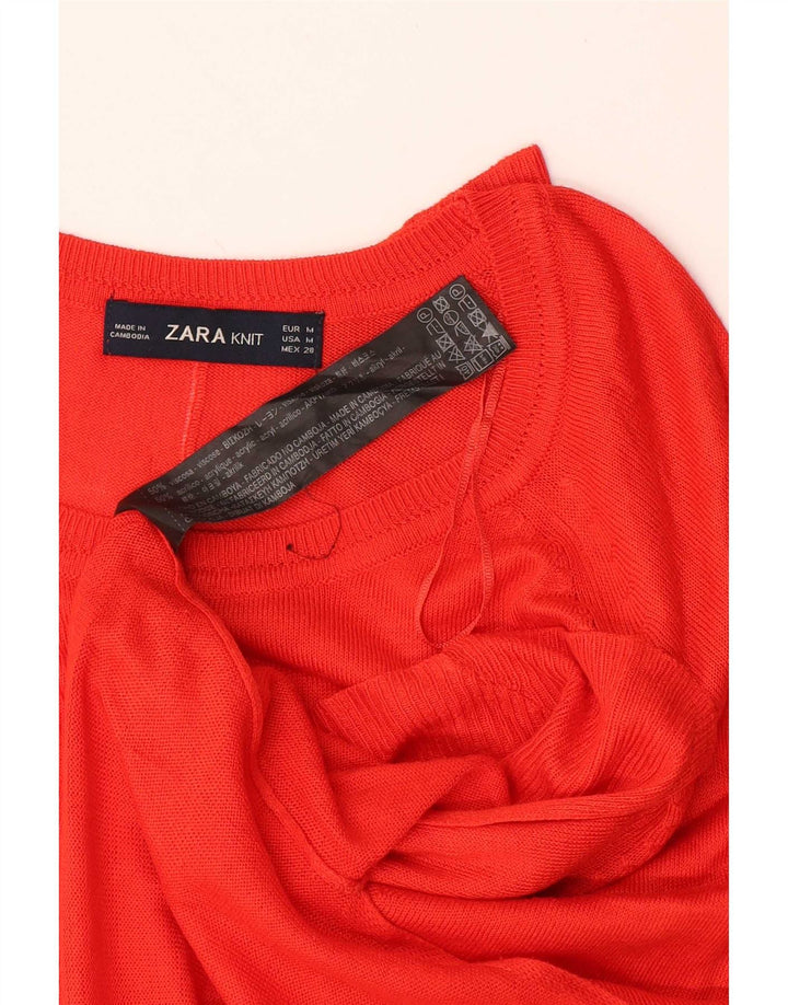 Женский свободный джемпер с вырезом «лодочка» Zara UK 14, средний оранжевый вискозный цвет