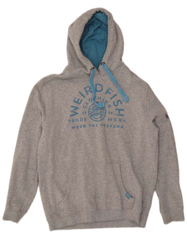 Мужской джемпер с капюшоном с рисунком Weird Fish, большой серый в крапинку