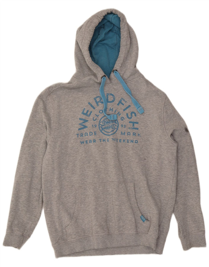 Мужской джемпер с капюшоном с рисунком Weird Fish, большой серый в крапинку