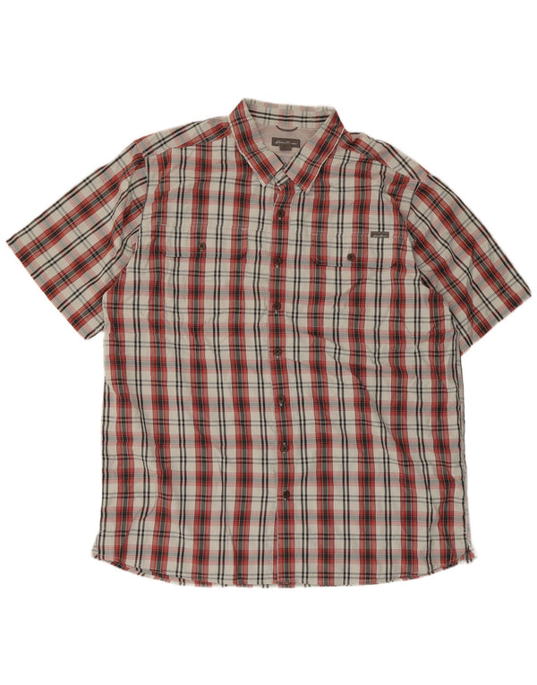 Мужская рубашка с коротким рукавом Eddie Bauer XL, красный полиэстер в клетку