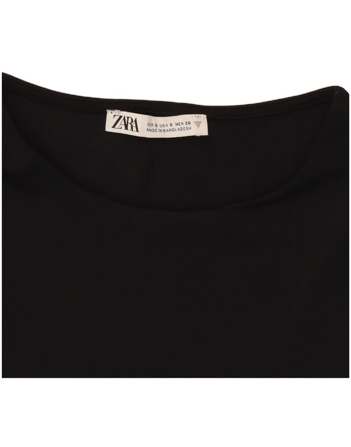 Женский укороченный топ без рукавов Zara UK 8, маленький, черный, полиамид