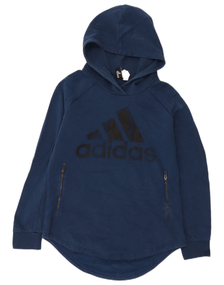 Мужской джемпер с капюшоном Adidas с рисунком, средний синий, хлопок