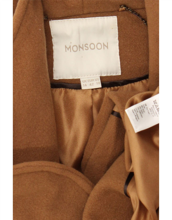 Женское пальто Monsoon UK 14, средний коричневый цвет, шерсть