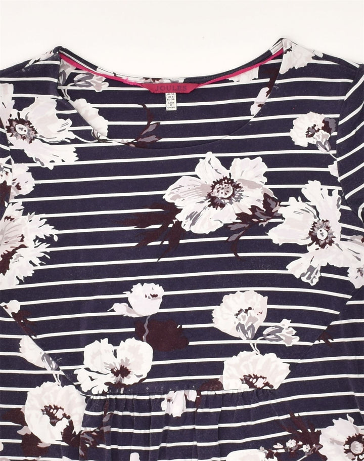 JOULES Womens T-Shirt Dress UK 10 Small  Navy Blue Floral Viscose | Vintage Joules | Thrift | Second-Hand Joules | Used Clothing | Messina Hembry 
