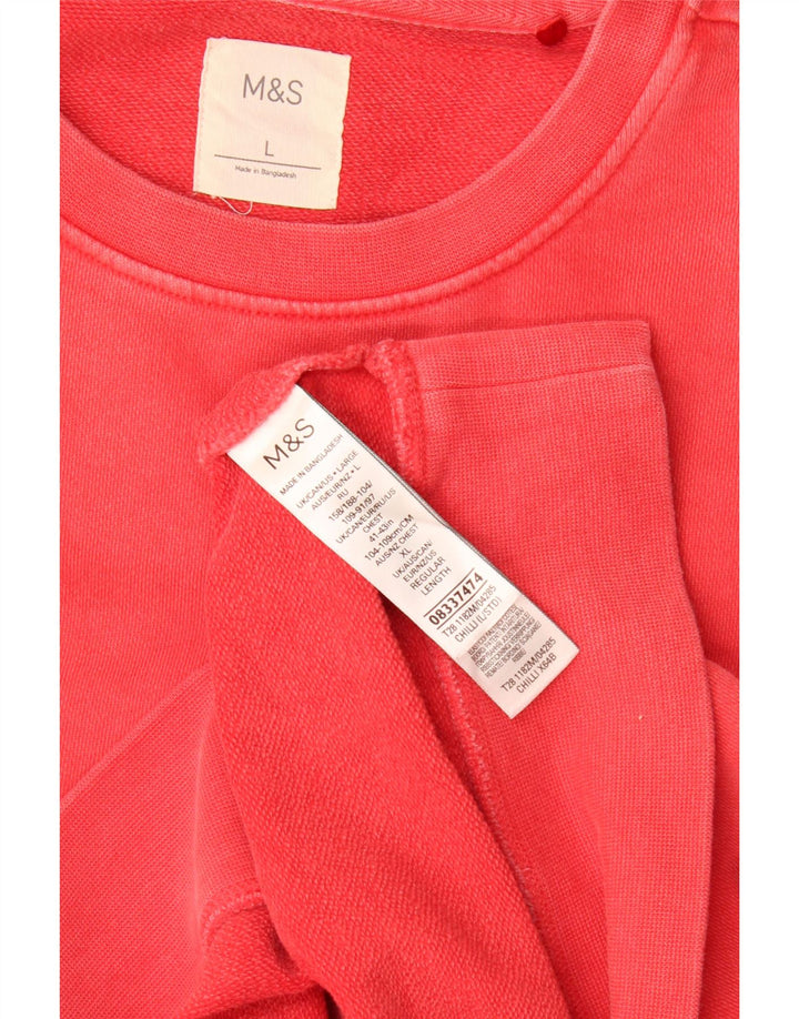 Мужской свитшот Marks & Spencer, большой красный хлопковый джемпер