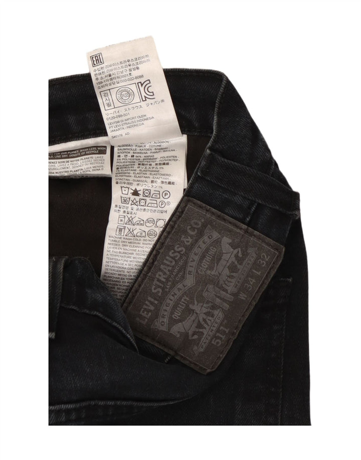 Мужские джинсы Levi's 511 Slim W34 L32, черный хлопок