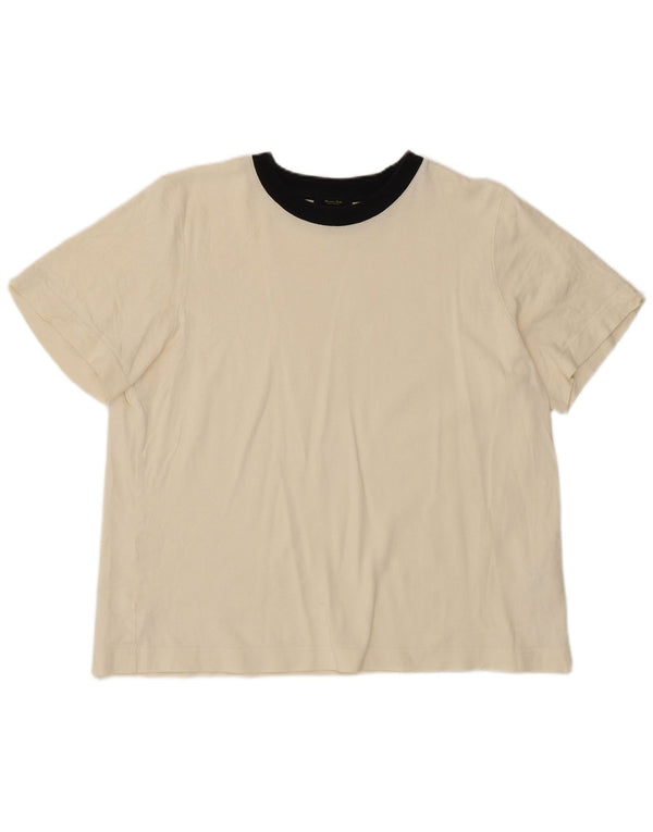 Женская футболка Massimo Dutti Top UK 18 XL Off White Cotton
