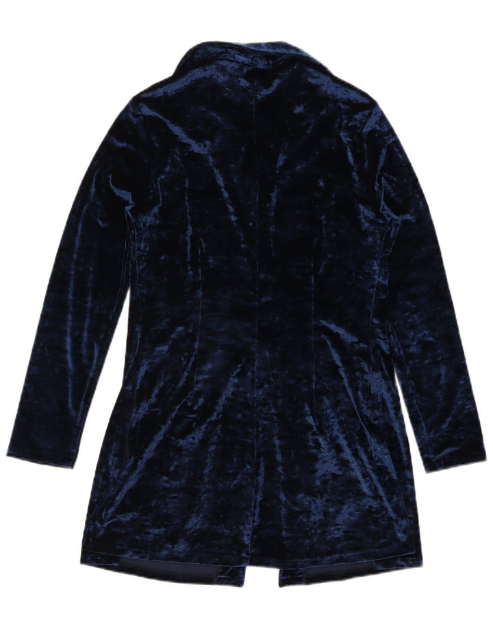 Винтажная женская длинная блузка-рубашка IT 44, средний темно-синий полиэстер