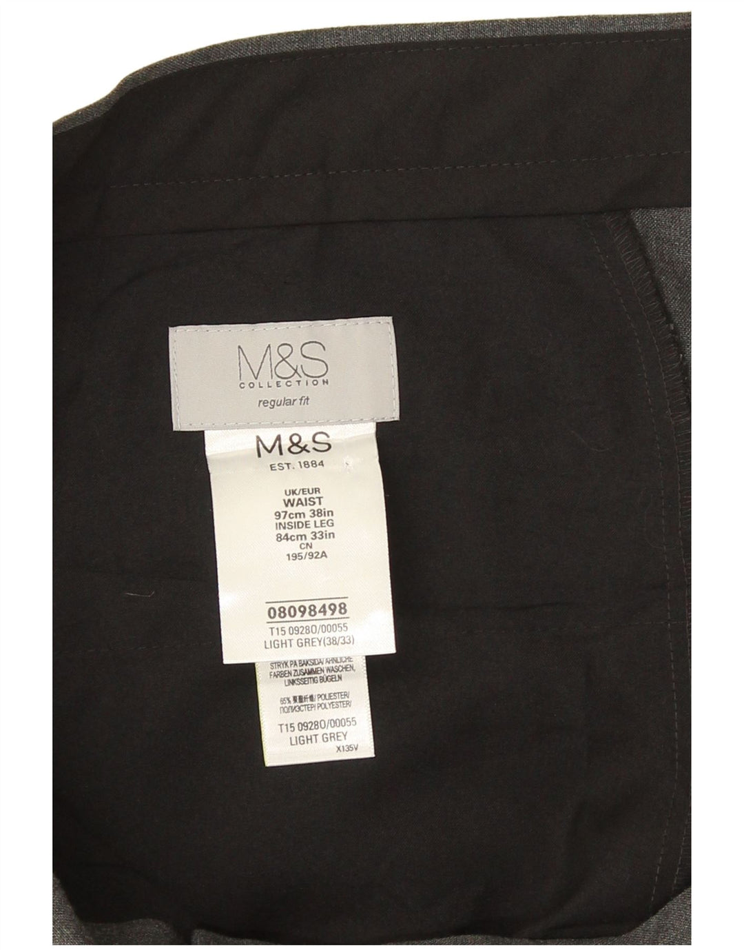 Мужские костюмные брюки классического кроя Marks & Spencer W38 L28 серые из полиэстера