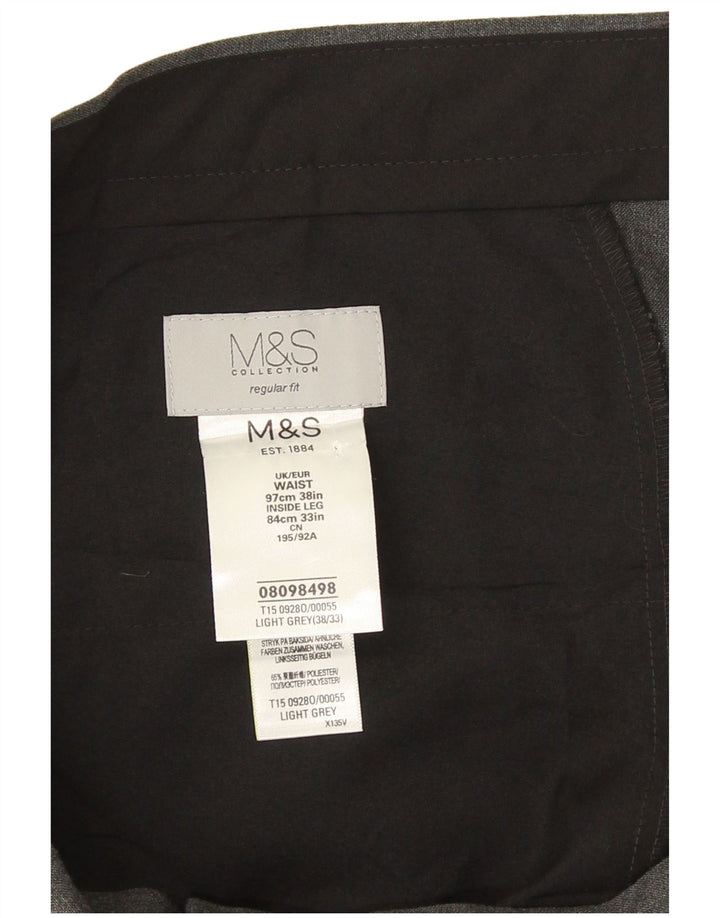 Мужские костюмные брюки классического кроя Marks & Spencer W38 L28 серые из полиэстера